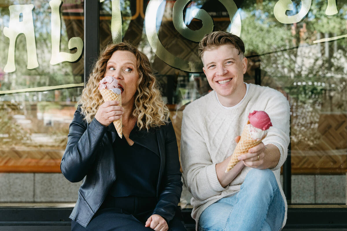 Salt & Straw founders Kim Malek, left, and her cousin Tyler Malek, take to the cones. (Posy Qua ...