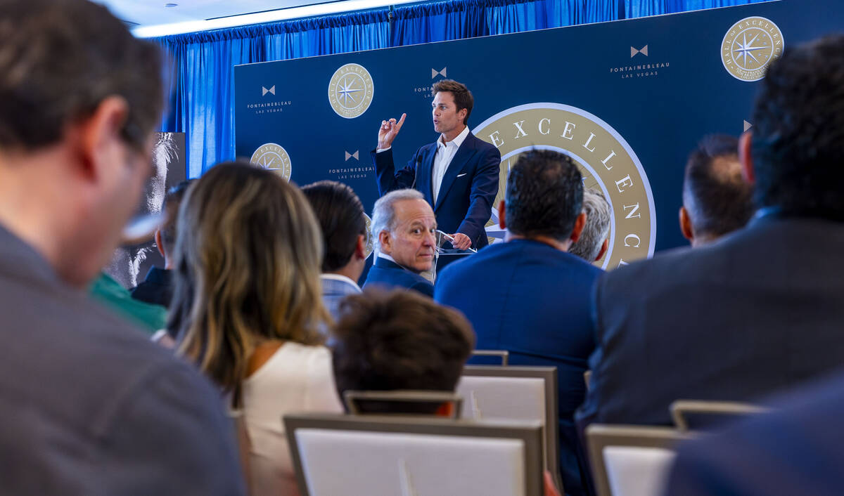 Tom Brady speaks about his NFL career in football as Jim Nance looks back during the Hall of Ex ...