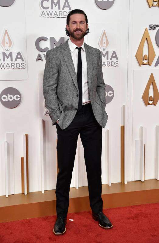 Riley Green arrives at the 56th Annual CMA Awards on Wednesday, Nov. 9, 2022, at the Bridgeston ...