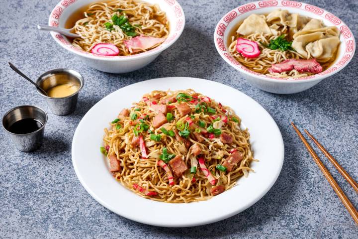 Clockwise from bottom: Fried noodles, saimin and won ton soup from Zippy's, the beloved diner s ...