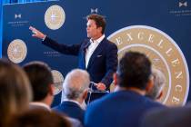 Tom Brady speaks about his NFL career in football during the Hall of Excellence Press Conferenc ...