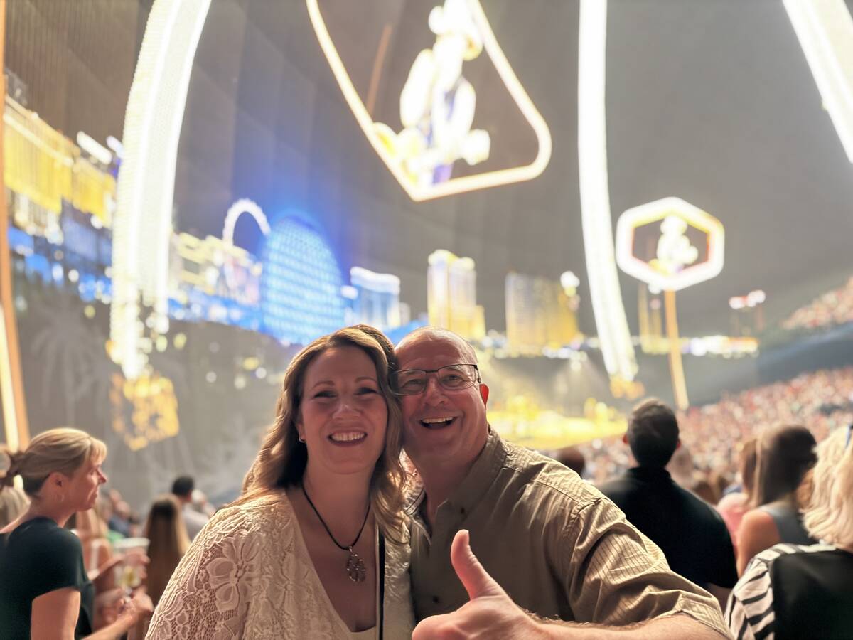 Lisa and Dane Mattoon are shown at Sphere on June 6, 2025. The couple were engaged on Nov. 9, 1 ...