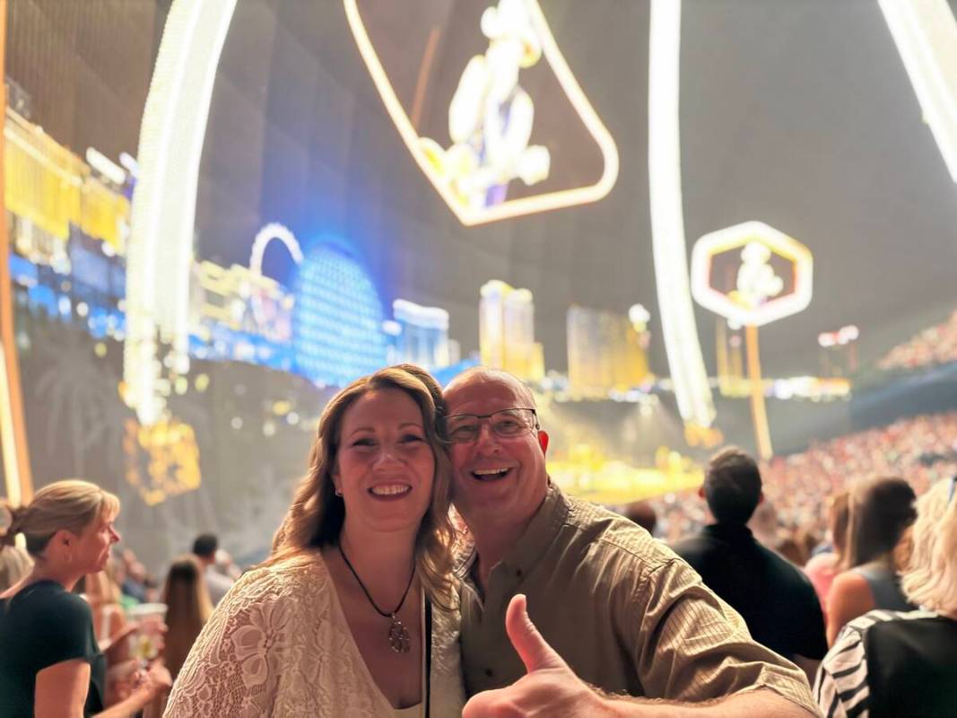 Lisa and Dane Mattoon are shown at Sphere on June 6, 2025. The couple were engaged on Nov. 9, 1 ...