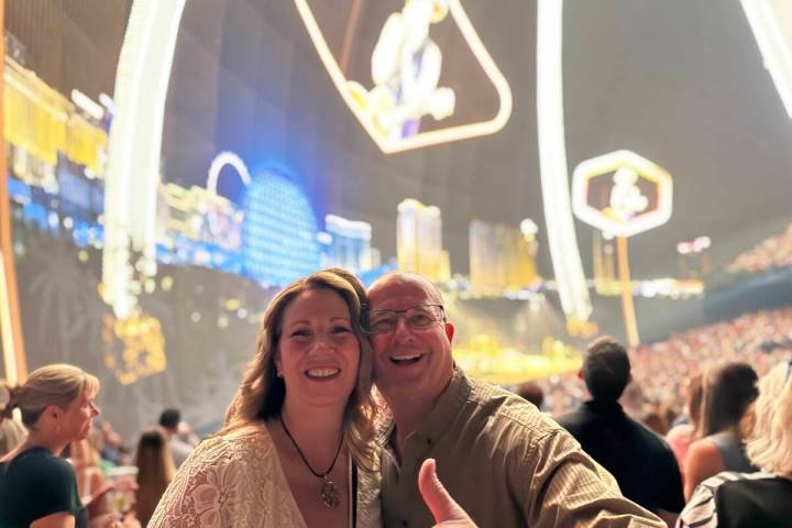 Lisa and Dane Mattoon are shown at Sphere on June 6, 2025. The couple were engaged on Nov. 9, 1 ...