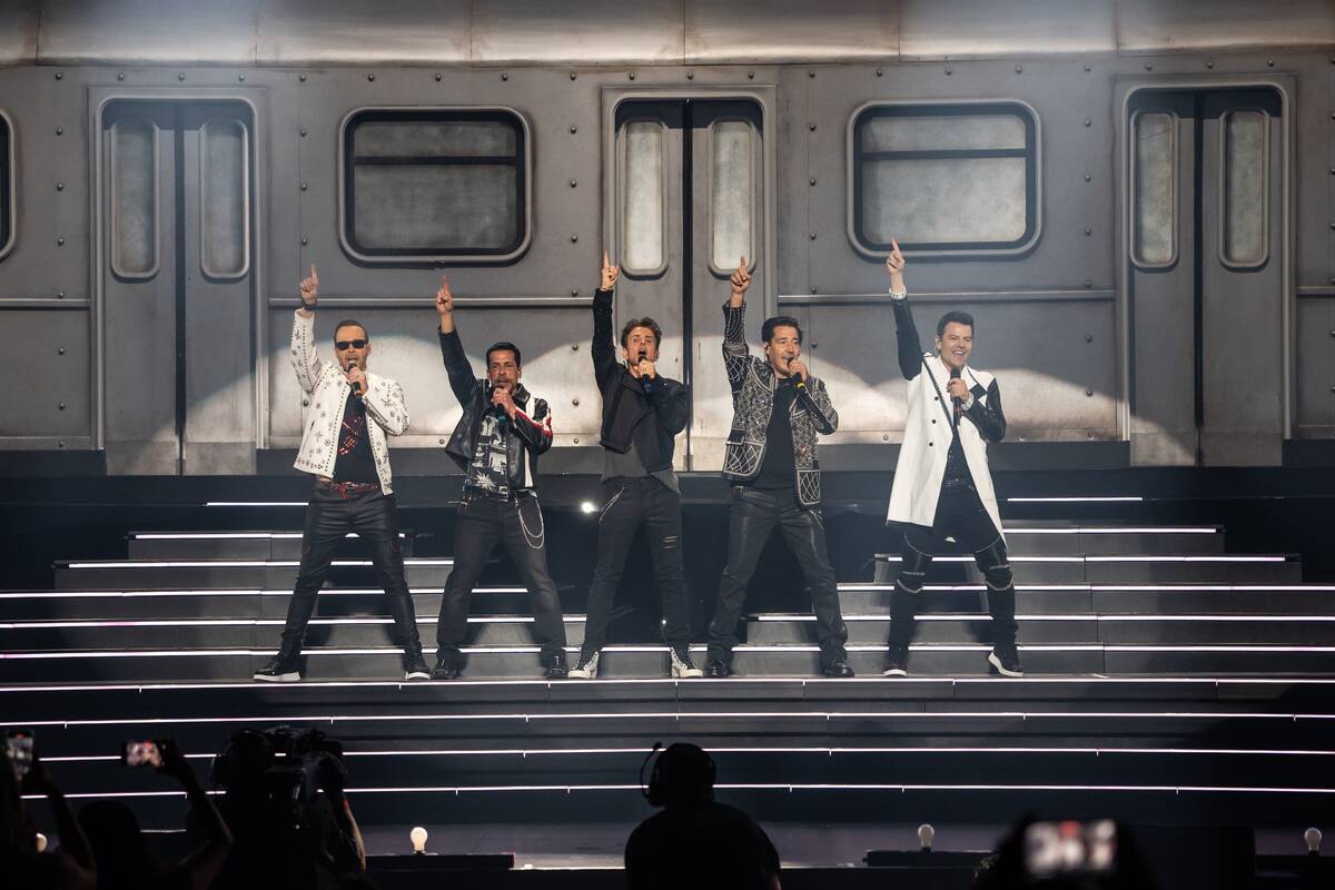 New Kids on the Block are shown at Dolby Live at Park MGM on Friday, June 20, 2025. (Al Powers)