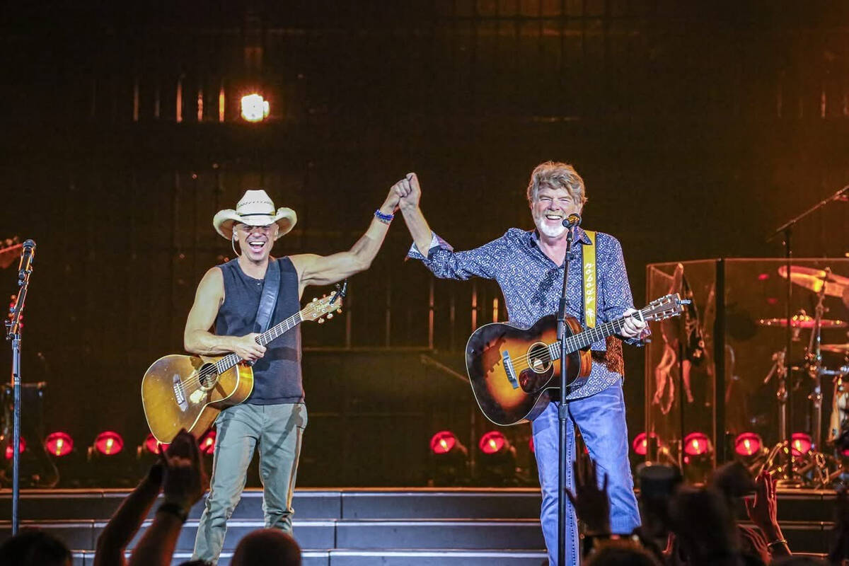 Kenny Chesney and Coral Reefer Band Mac McAnally are shown at Sphere on Saturday, June 21, 2025.