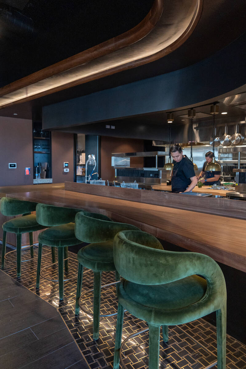The chef's counter at Rare Society, a live-fire steakhouse set to open July 2, 2025, in the UnC ...