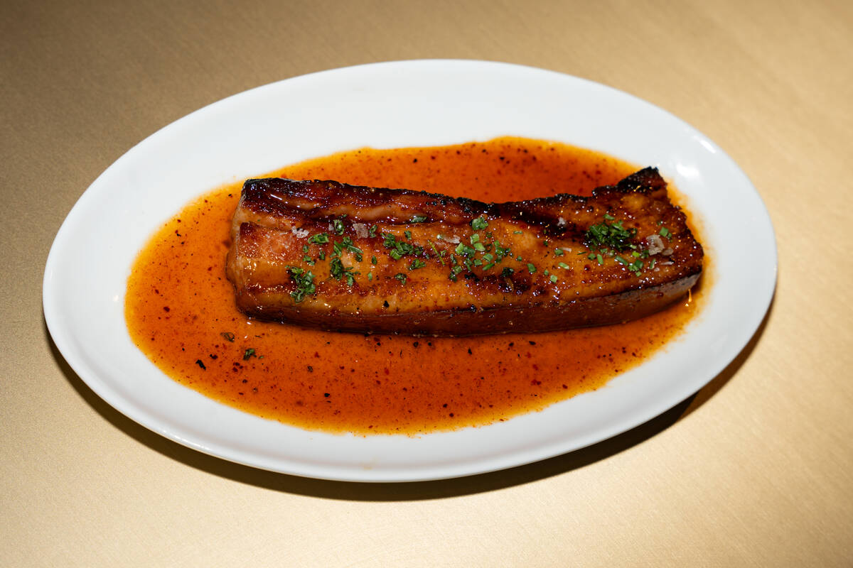 Gochujang bacon from Rare Society, a live-fire steakhouse set to open July 2, 2025, in the UnCo ...
