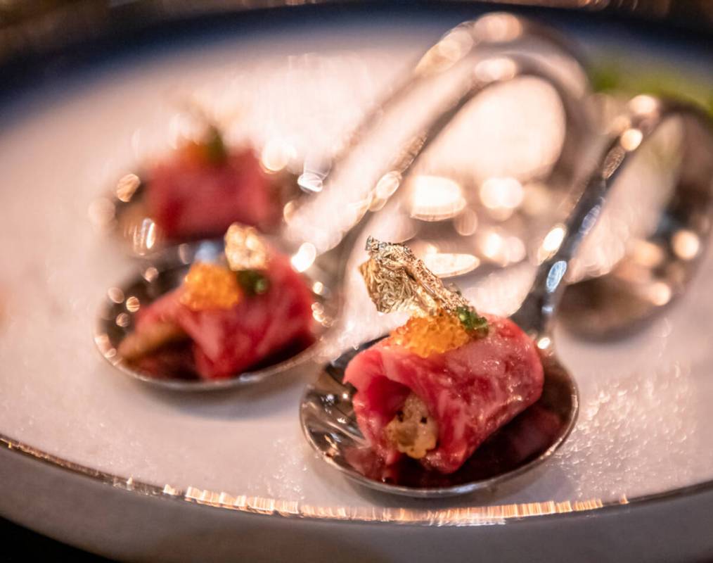 Wagyu bites from The X Pot, a hot pot restaurant in The Venetian on the Las Vegas Strip. (@nath ...