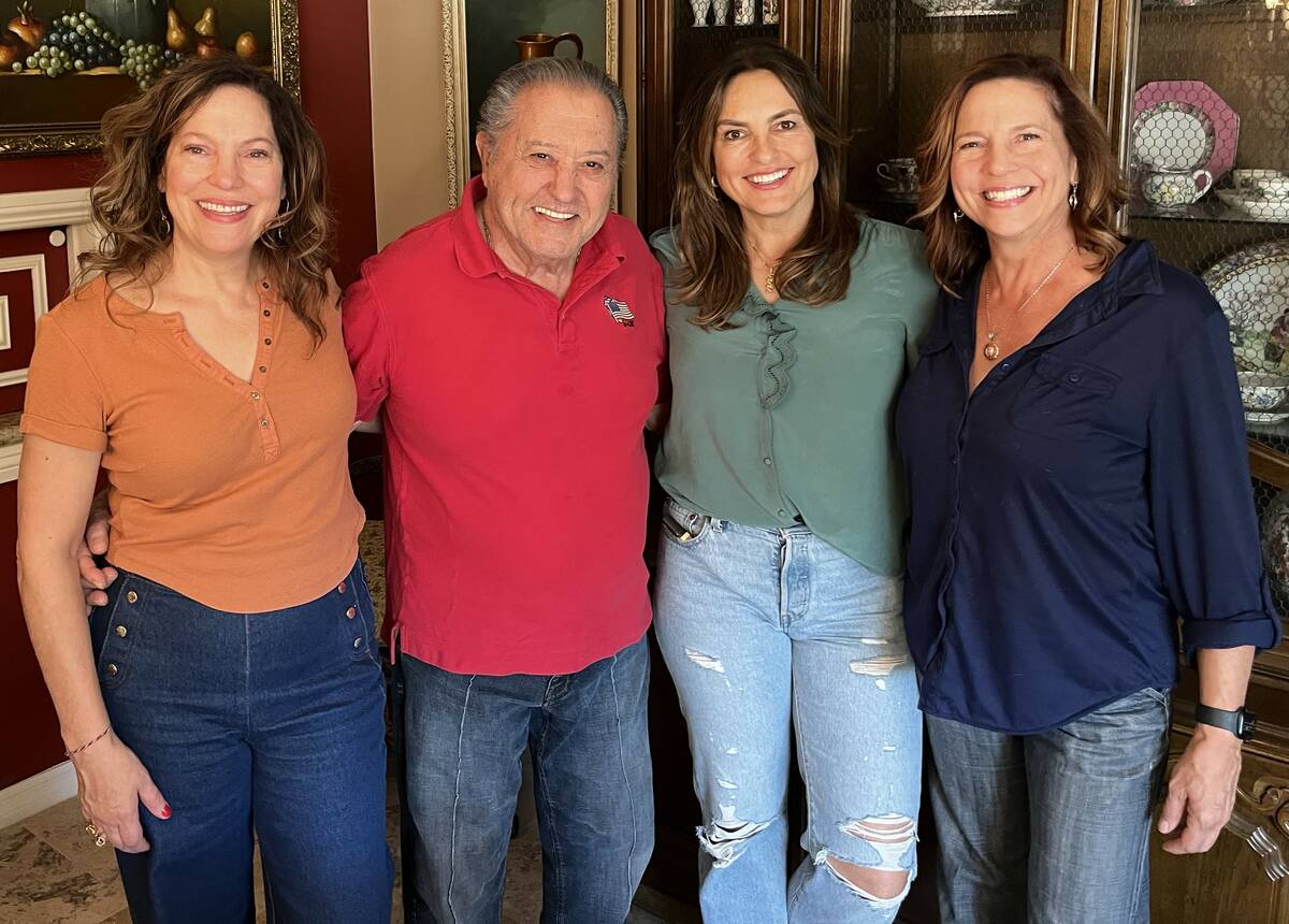 Nelson Sardelli is shown with his daughters Giovanna Sardelli (far left), Mariska Hartigay, and ...
