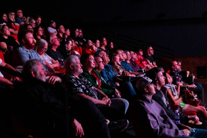 Penn Jillette, of famed comedy/magic duo Penn & Teller, center, watches a screening of &quo ...