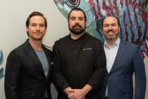From left, the owners of EDO Tapas & Wine, in Chinatown Vegas: Joe Mikulich, chef Oscar Amador ...