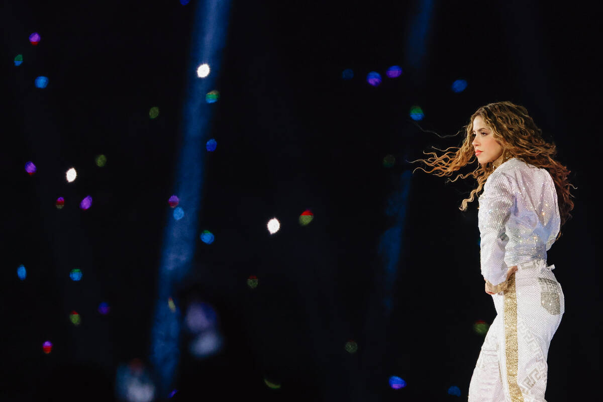 Shakira performs for her fans during a show at Allegiant Stadium Saturday June 28, 2025 in Las ...