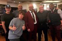 Joe Rogan and Theo Von and restaurant owner Nick Palmeri lead a group of post-UFC 317 diners at ...