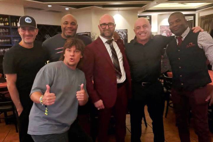Joe Rogan and Theo Von and restaurant owner Nick Palmeri lead a group of post-UFC 317 diners at ...