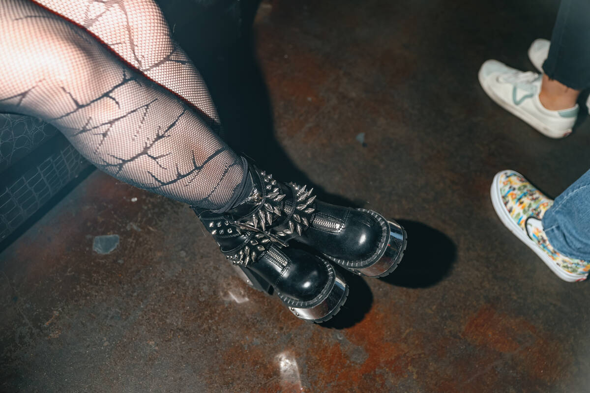 Gwen Vadillo Rojas shows off her shoes during Count 77’s performance on the final night ...