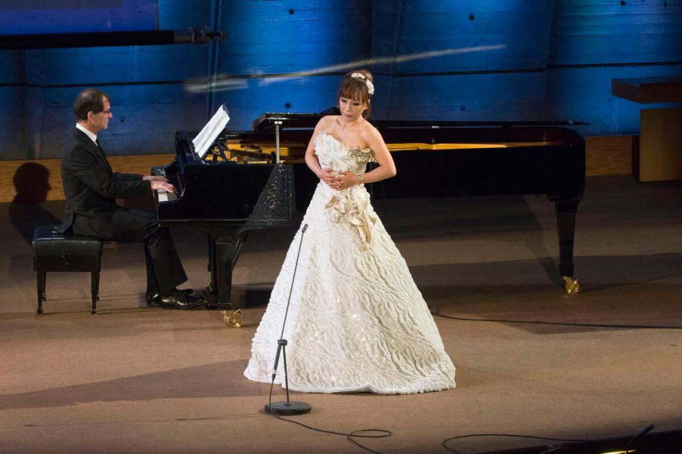 South Korea's artist Sumi Jo performs on stage as part of the UNESCO's 70th anniversary at it h ...