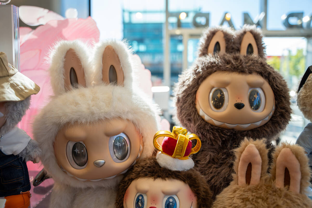 Labubu dolls on display at Pop Mart’s new store in Las Vegas July 12, 2025. The grand op ...