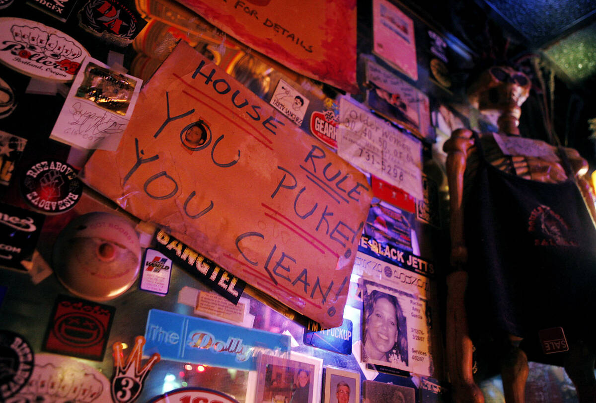 The Double Down Saloon's eclectic decor surrounds the bar's pool tables, stage for bands and se ...