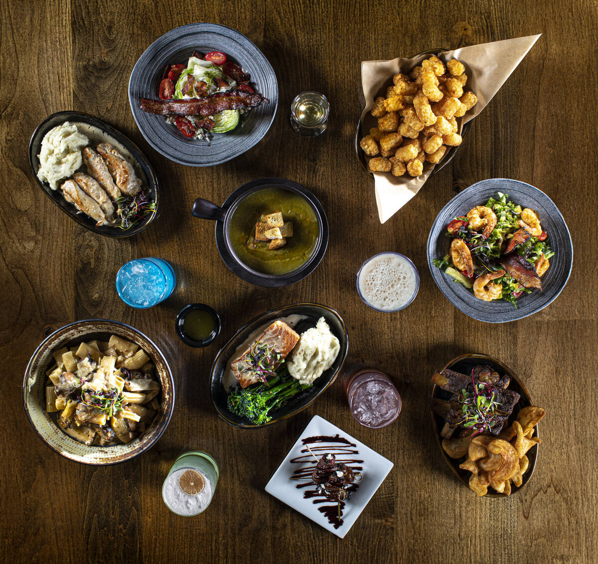 A spread of dishes from The Composers Room in the Commercial Center in Las Vegas. (Chris Wessling)