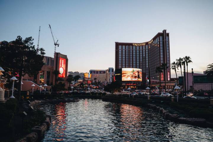 Treasure Island, seen on Friday, Feb. 16, 2024, in Las Vegas, is debuting a new pan-Asian resta ...