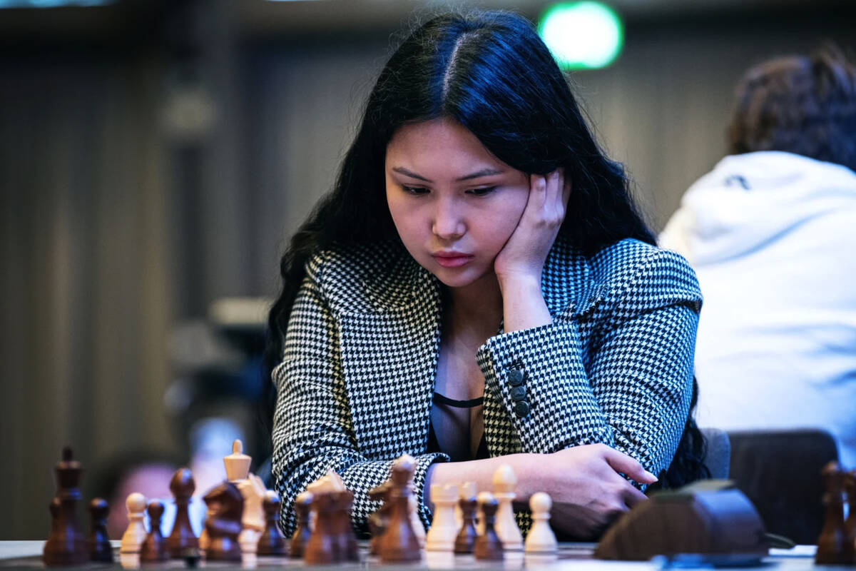 Chess master Bibisara Assaubayeva competes in the Grenke Freestyle Chess Open in April in Karls ...