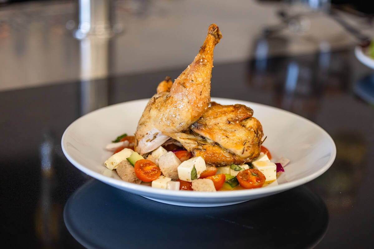 A half roast chicken at Social Station Kitchen & Cocktails in Henderson, near Las Vegas. (Lesli ...