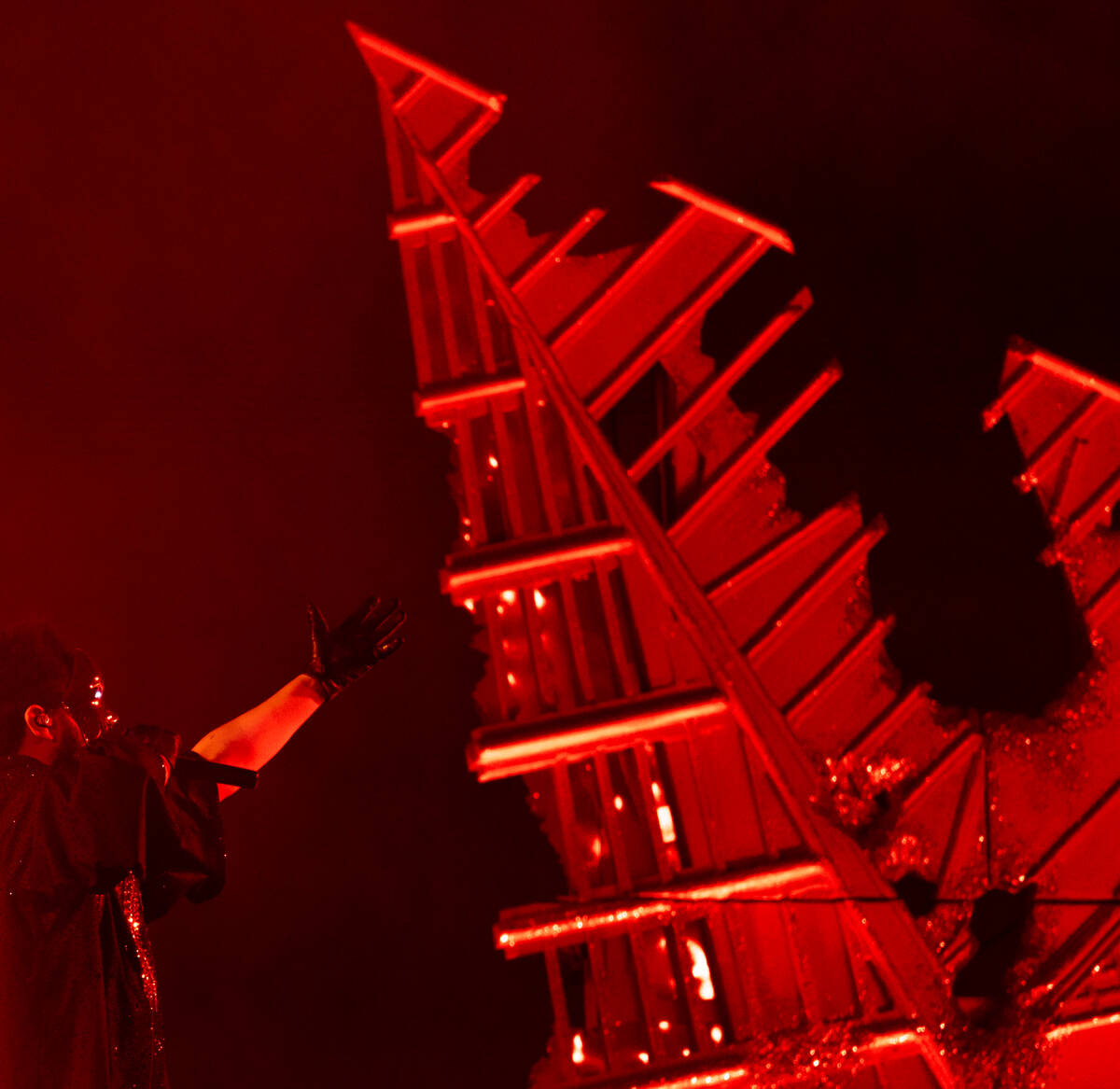 The Weeknd performs at Allegiant Stadium Saturday night in Las Vegas July 5, 2025. The concert ...