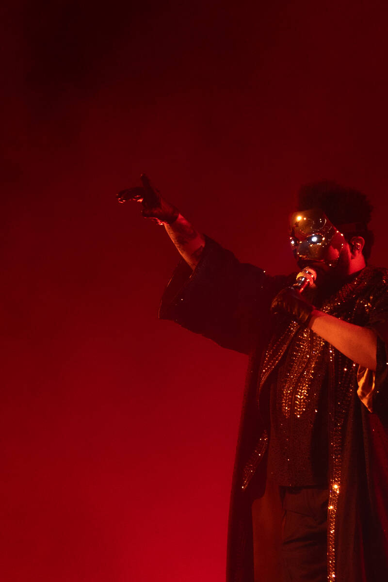 The Weeknd performs at Allegiant Stadium Saturday night in Las Vegas July 5, 2025. The concert ...