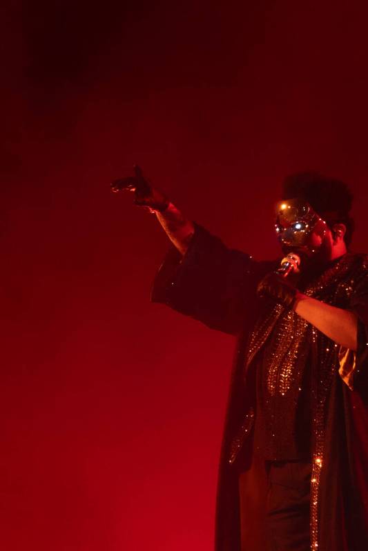 The Weeknd performs at Allegiant Stadium Saturday night in Las Vegas July 5, 2025. The concert ...