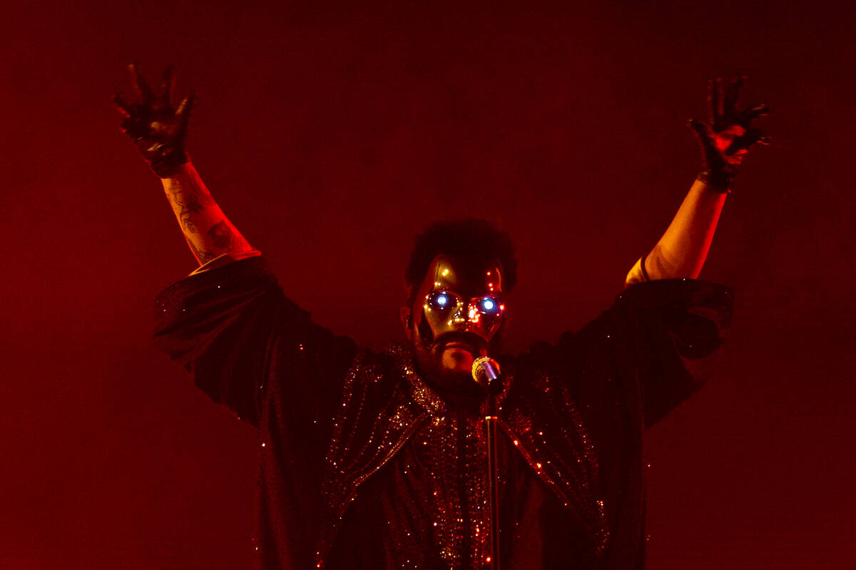 The Weeknd performs at Allegiant Stadium Saturday night in Las Vegas July 5, 2025. The concert ...