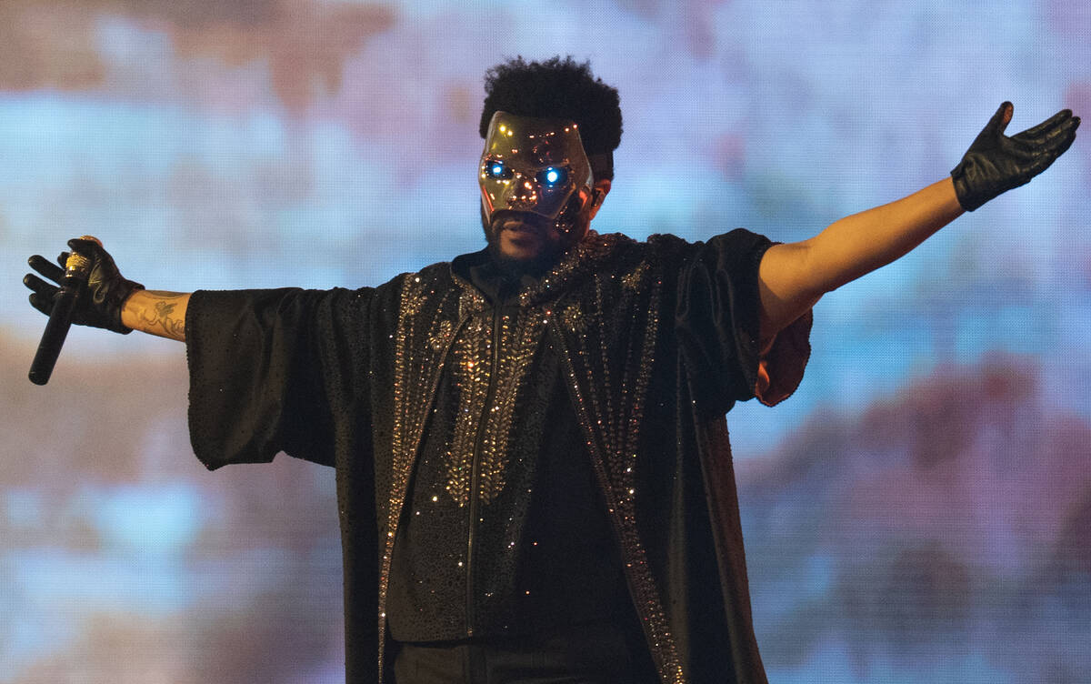 The Weeknd performs at Allegiant Stadium Saturday night in Las Vegas July 5, 2025. The concert ...