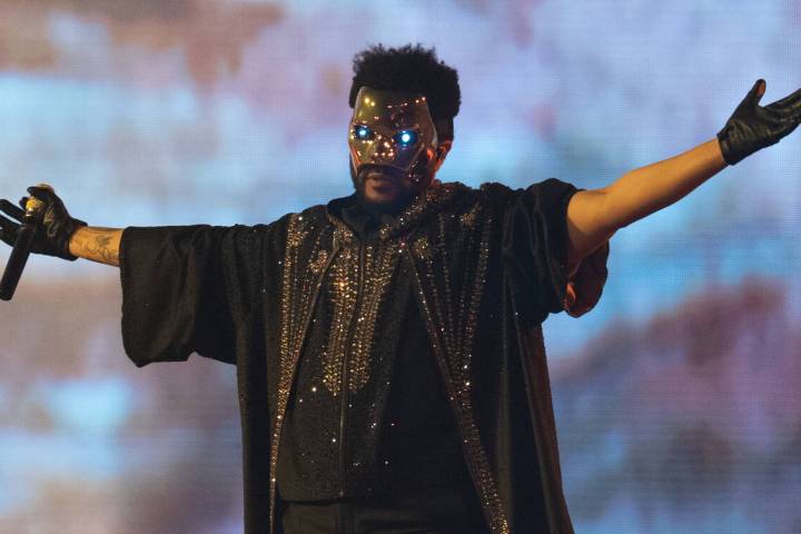 The Weekend performs at Allegiant Stadium Saturday night in Las Vegas July 5, 2025. The concert ...