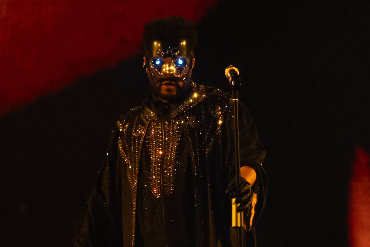 The Weeknd performs at Allegiant Stadium Saturday night in Las Vegas July 5, 2025. The concert ...