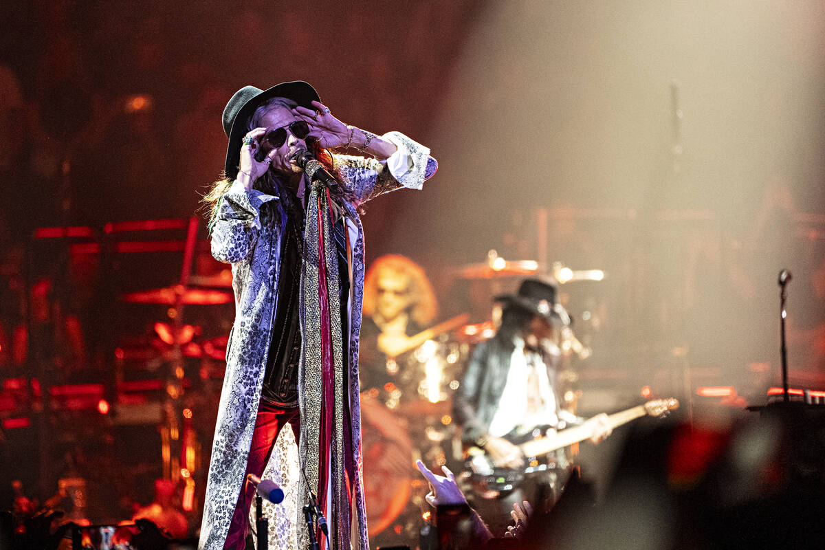 Steven Tyler of Aerosmith performs during night one of their "Peace Out: The Farewell Tour ...