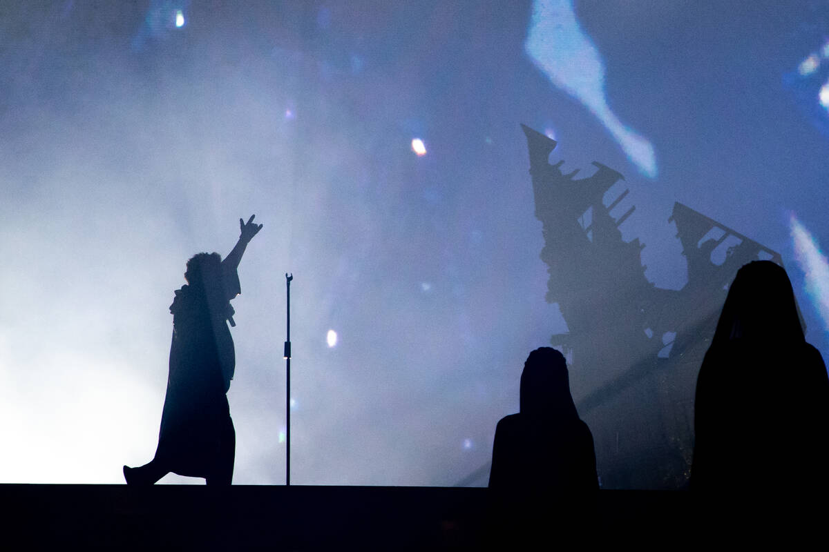 The Weeknd performs at Allegiant Stadium Saturday night in Las Vegas July 5, 2025. The concert ...