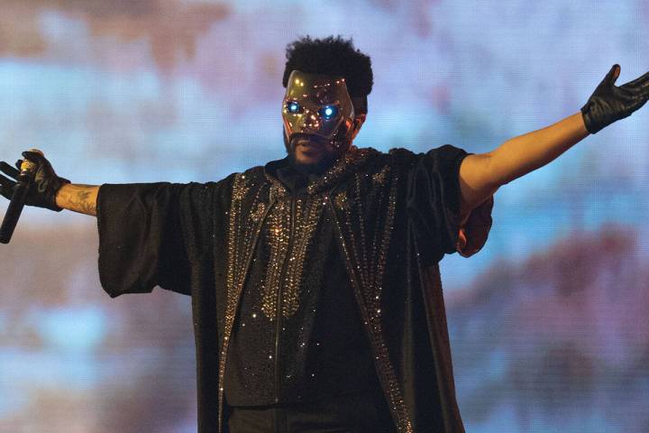 The Weeknd performs at Allegiant Stadium Saturday night in Las Vegas July 5, 2025. The concert ...