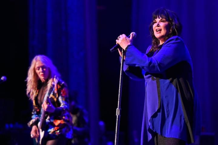 Nancy Wilson, left, and Ann Wilson of Heart perform during the "Love Alive Tour" at the Hollywo ...