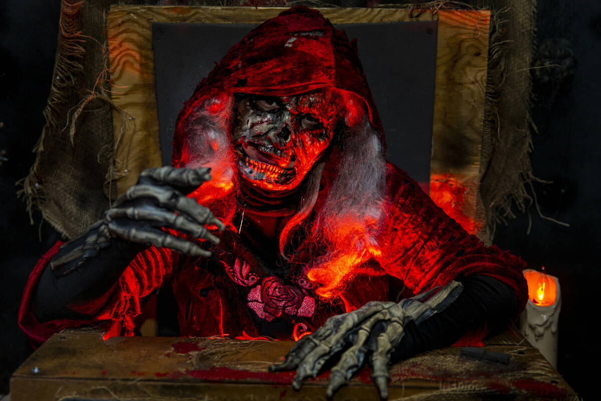 The Old Hag awaits her next victims within the Coven of 13 haunted house during the Freakling B ...