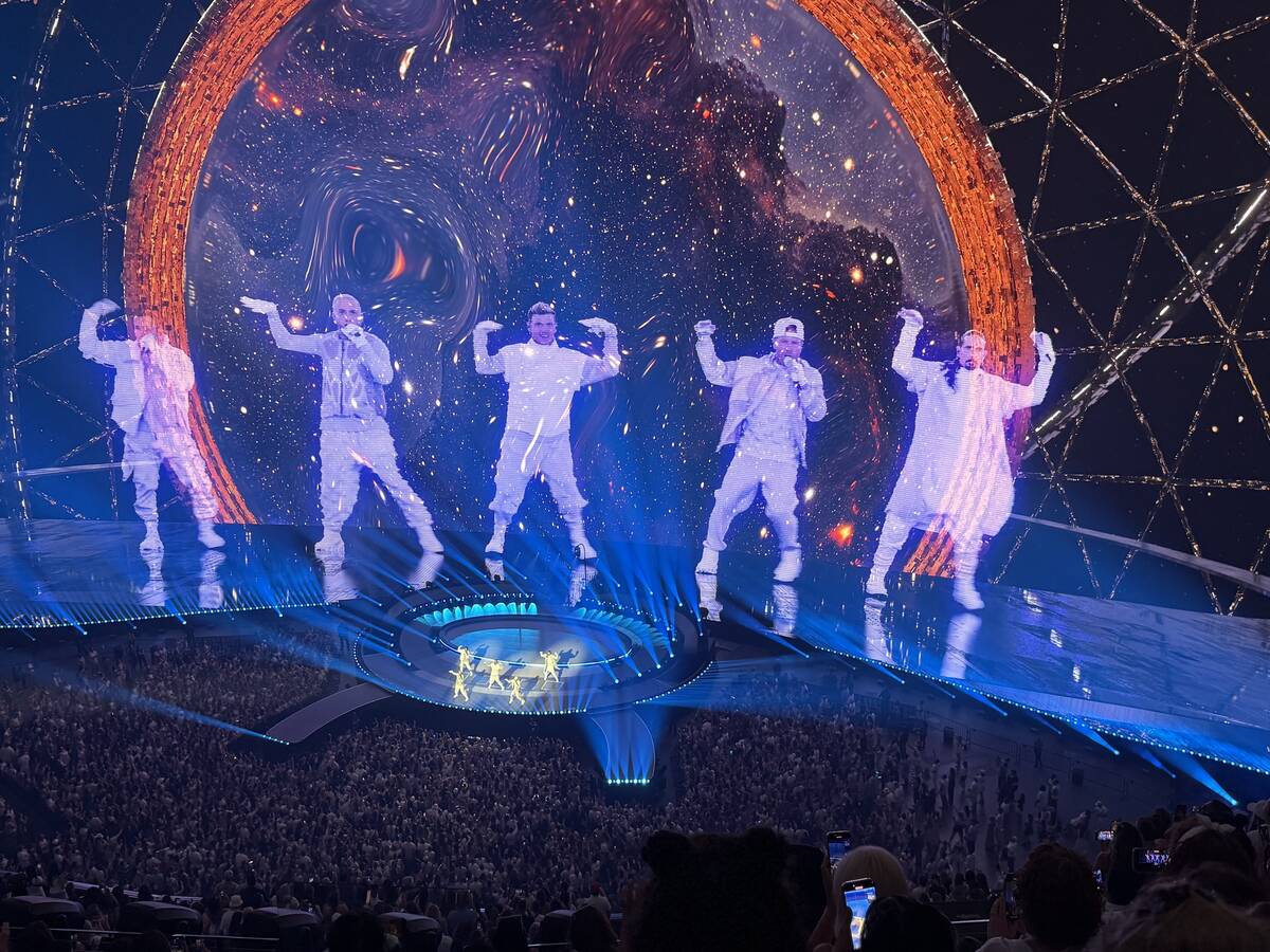 A scene from opening night of Backstreet Boys' "Into The Millennium" at Sphere on Friday, July ...
