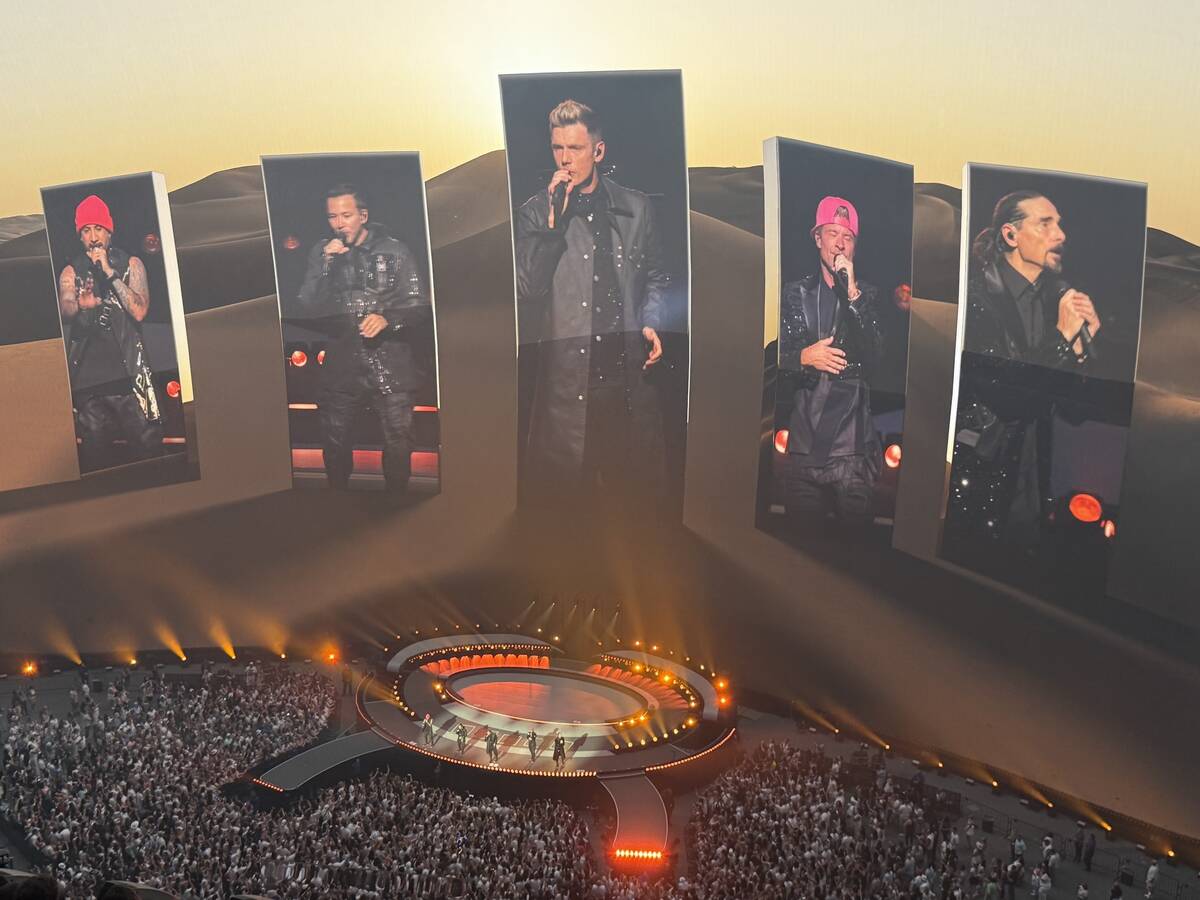A scene from opening night of Backstreet Boys' "Into The Millennium" at Sphere on Friday, July ...