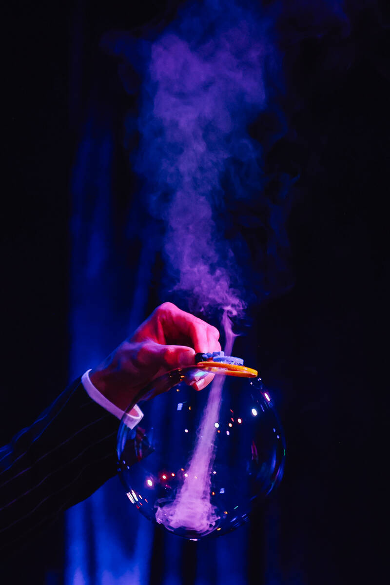 A performer makes bubbles during The Party at Superfrico inside of the Cosmopolitan Sunday, Jul ...