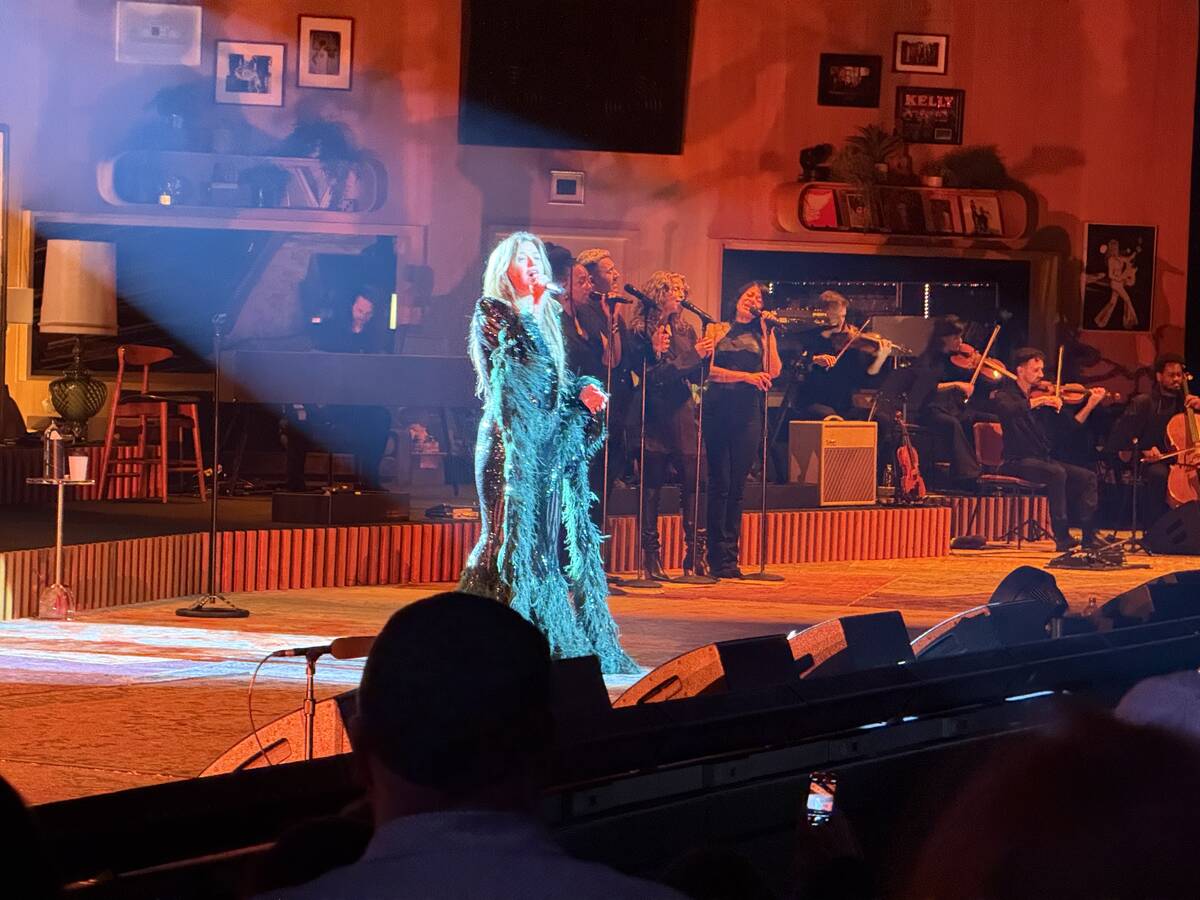 Kelly Clarkson is shown in her "Studio Sessions" residency at the Colosseum at Caesars Palace o ...
