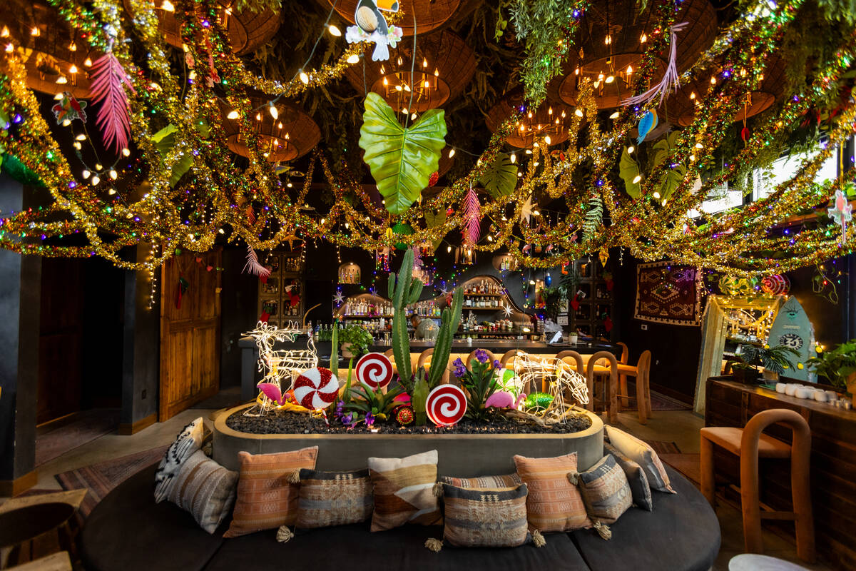 The decor at the Christmas in July pop-up during July 2025 at Todo Bien in UnCommons in southwe ...
