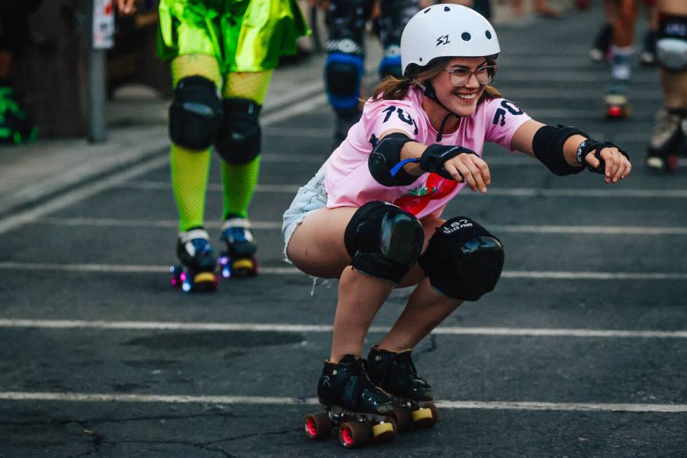 A skater rolls around outside of the Downtown Grand during RollerCon Wednesday, July 9, 2025, i ...