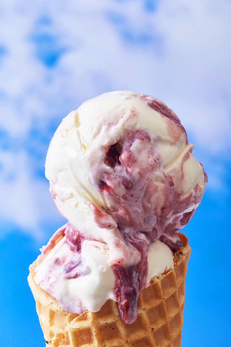 Goat cheese marionberry habanero cone from Salt & Straw. (Salt & Straw)
