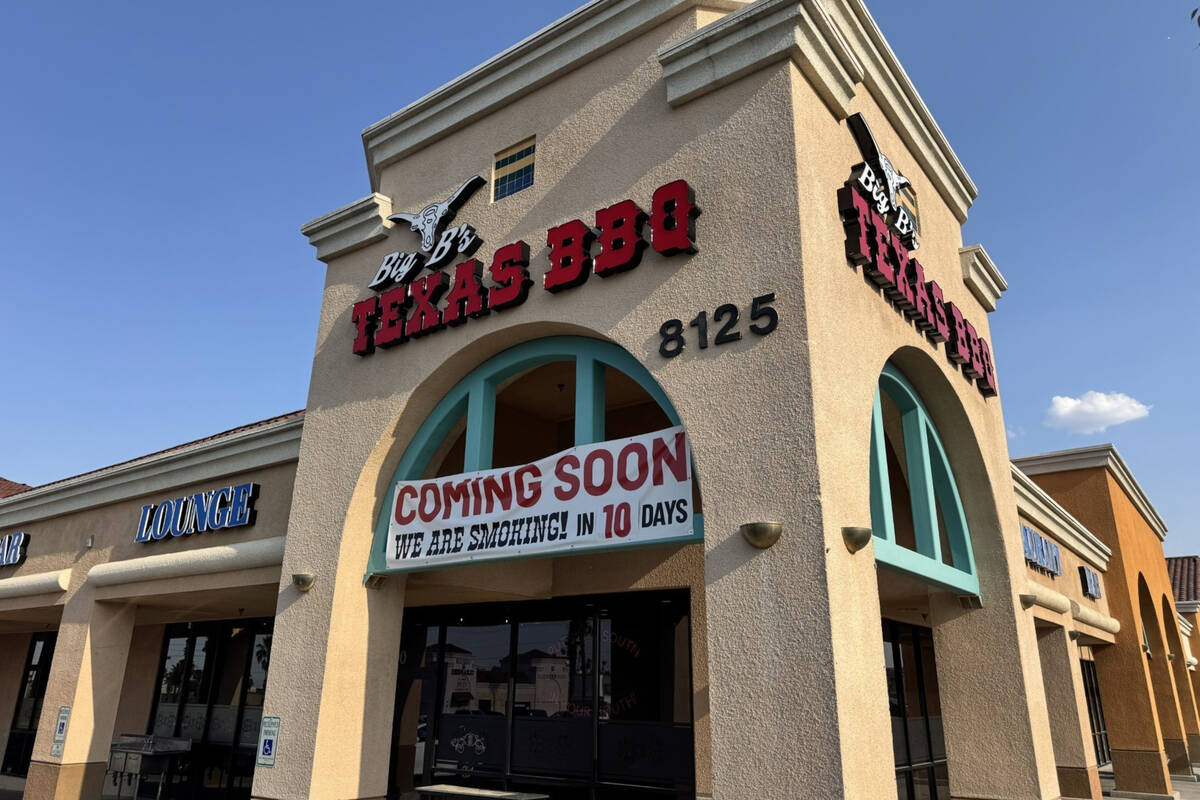 The exterior of Big B's Texas BBQ, set to open during the third week of July 2025 on West Sahar ...