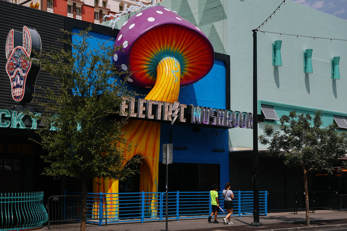 Electric Mushroom under construction on Wednesday, July 16, 2025 along Fremont Street East. (Li ...
