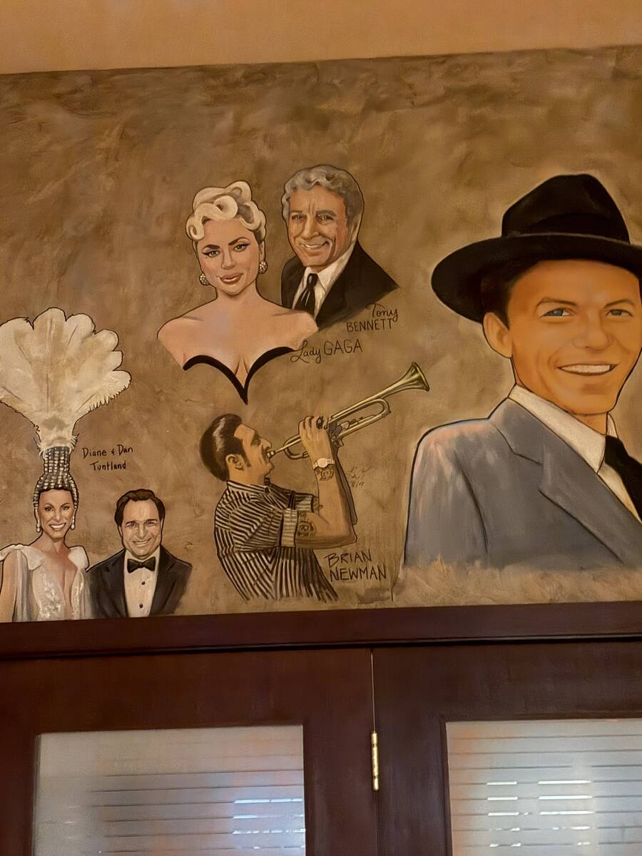 Las Vegas artist Erica Deutsch's portrait of Lady Gaga and Tony Bennett are shown at Palm Resta ...