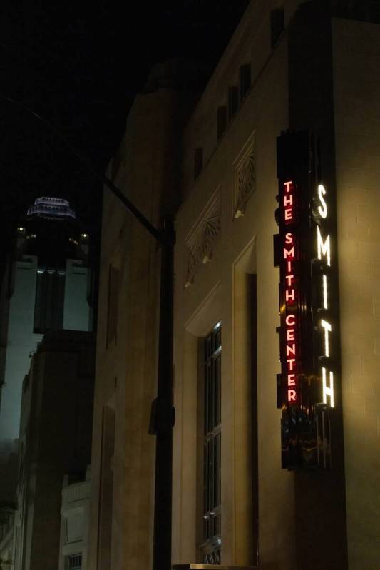 One of the two new "blade signs" at The Smith Center for the performing arts is shown on Thursd ...